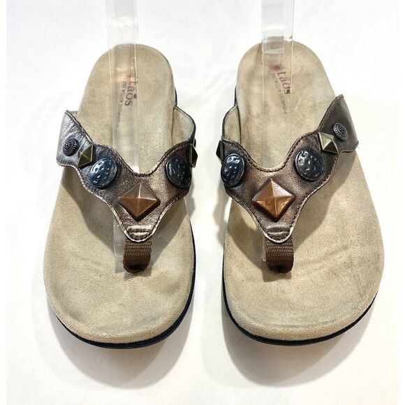 TAOS Red Willow Wanda Leather Thong Flip Flop Sandals Women's SZ 7 US 38 EU EUC - Picture 1 of 7